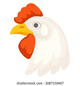 Illustration of white chicken head. Images for food and agricultural industries.