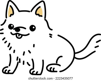 Illustration of a white Chihuahua sitting facing the front