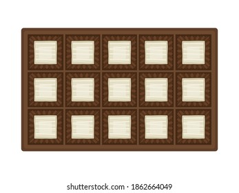 Illustration of white chocolate sweets in a box.