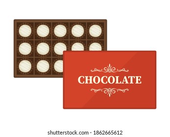 Illustration of white chocolate sweets in a box.