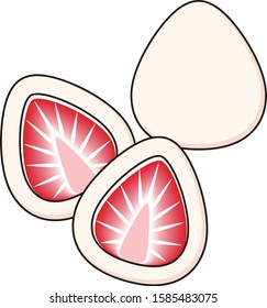 Illustration of white chocolate-covered strawberries.