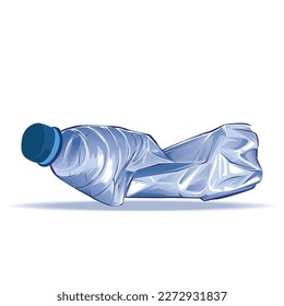 Illustration of white clear plastic bottle water. Vector