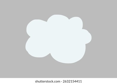 Ilustração de uma nuvem branca em um fundo cinza. Design de nuvem simples. Forma de nuvem em estilo minimalista. Cloud art para projetos de decoração ou design. Plano de fundo com espaço de cópia, vetor.