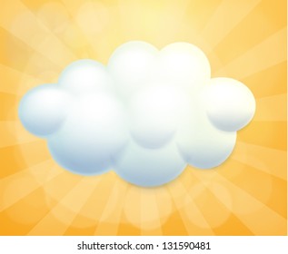 Illustration of a white cloud on an orange background
