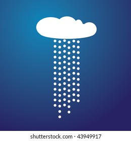 Illustration of a White cloud with rain and blue background