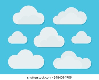 An illustration of white clouds contrasting with a blue sky