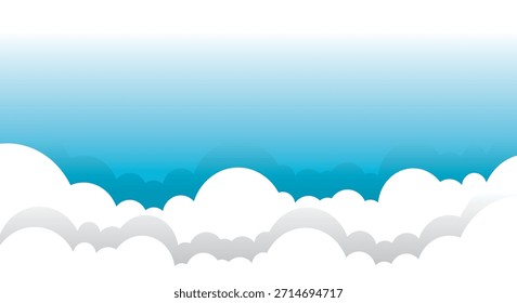 Ilustración de nubes blancas sobre un fondo azul degradado