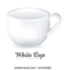 Illustration of white cup on white background, vector illustration