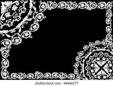 illustration with white curled frame
