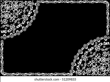 illustration with white curled frame