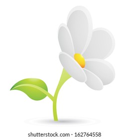 Illustration of White Daisy Flower Icon isolated on a white background