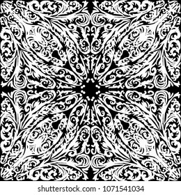 illustration with white decoration on black background