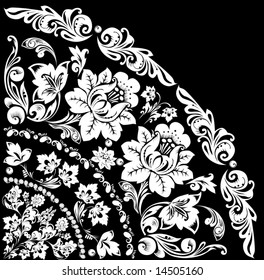 illustration with white decoration on black background