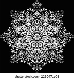 illustration with white decoration on black background