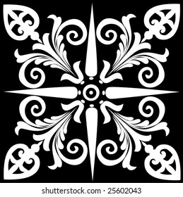 illustration with white decoration on black background
