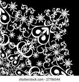 illustration with white decoration on black background