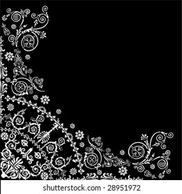 illustration with white decoration on black background