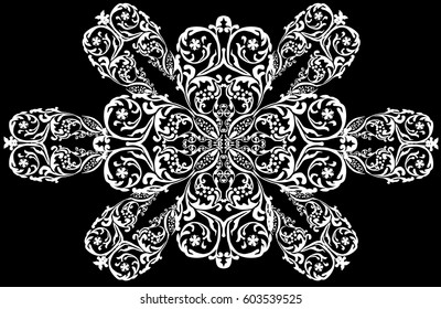 illustration with white decoration on black background