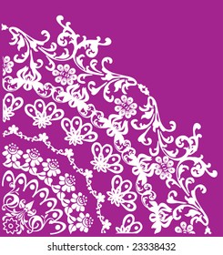 illustration with white decoration on pink background