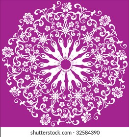 illustration with white decoration on pink background