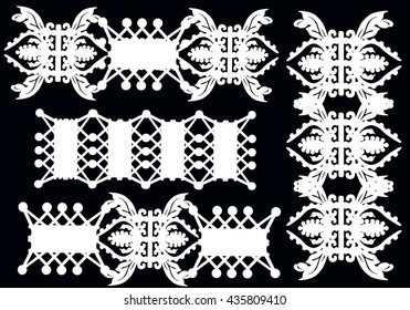 illustration with white decorations on black background