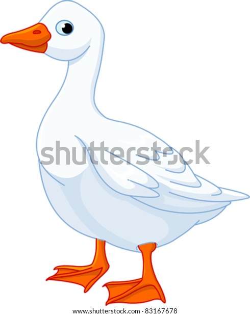 Illustration White Domestic Goose Isolated On Stock Vector (Royalty ...