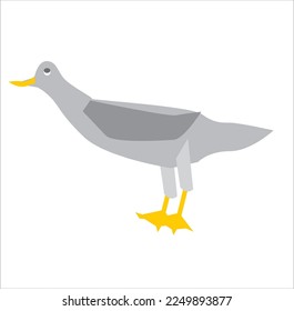 Illustration of a white duck crouching