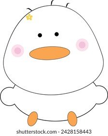 illustration of white duck yellow beak on white background
