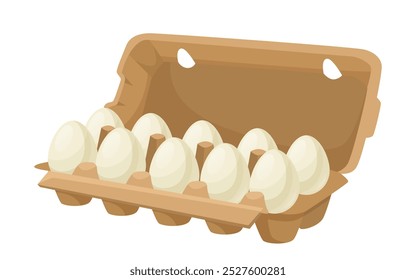 Illustration of white eggs in a carton. Vector illustration