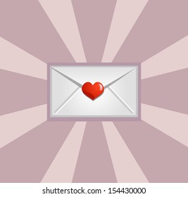 Illustration of white envelope with a heart