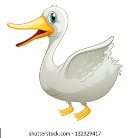 Illustration white fat duck white background