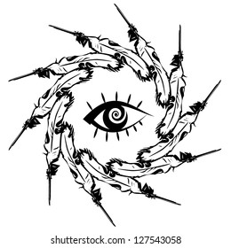 illustration a white feather of a bird in the form of the pen