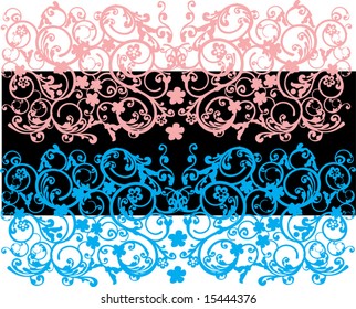 Illustration with white floral decoration on black and white background