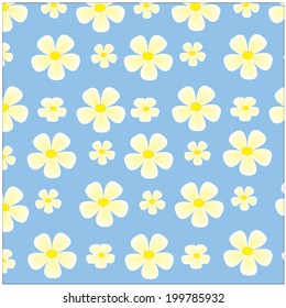 illustration white flowers on blue background