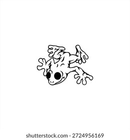 ilustração de um sapo branco com grandes globos oculares pretos sobre um fundo branco 