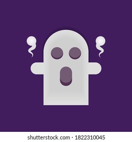 illustration of a white ghost cute but scary. basic style. halloween element design. transparent. can be used for icons
