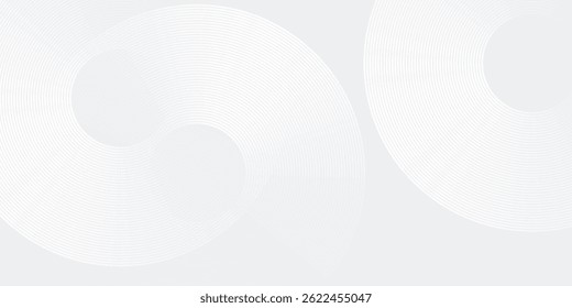 Illustration white glowing geometric lines on gray background. Modern shiny blue circle lines pattern. Futuristic technology concept. Suit for cover abstract modern simple