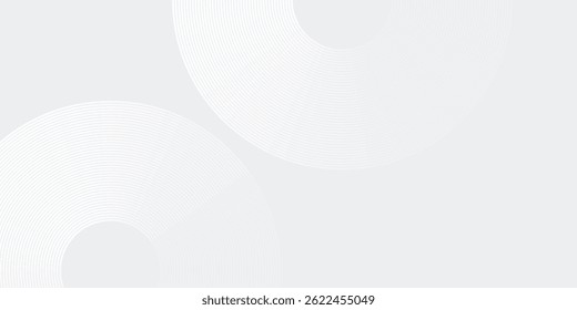Illustration white glowing geometric lines on gray background. Modern shiny blue circle lines pattern. Futuristic technology concept. Suit for cover abstract modern