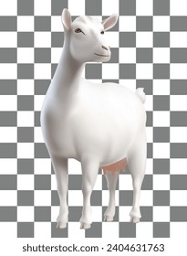 Illustration of a white goat on a checkered background.