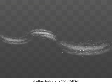 Illustration of a white gradient of snow and wind with snowflakes. Snow and wind on a transparent background.  Decorative element.vector. fog. Fog vector.