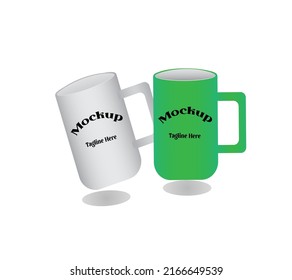 illustration white and green mockup of a cup for brand and product