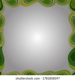 Illustration in white, green and yellow colors. Vector element template. Seamless pattern. Frame doodle.