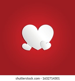 Illustration of white heart icons on red background
