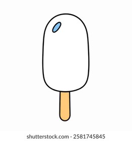 Illustration of white ice pop, ideal for summer, snacks, and frozen treat designs.