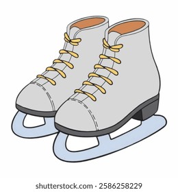 Illustration of White Ice Skates with Silver Blades for Winter and Sports Designs