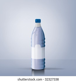 An illustration of a white juice bottle with reflexions