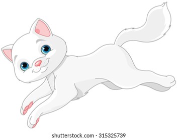 Illustration of white kitten