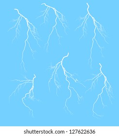 illustration with white lightning collection isolated on blue background