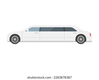Illustration of a white limousine seen from the side.