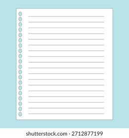 Ilustración de papel de carpeta de cuaderno con líneas blancas para la escuela, el trabajo, la oficina, el diario.
